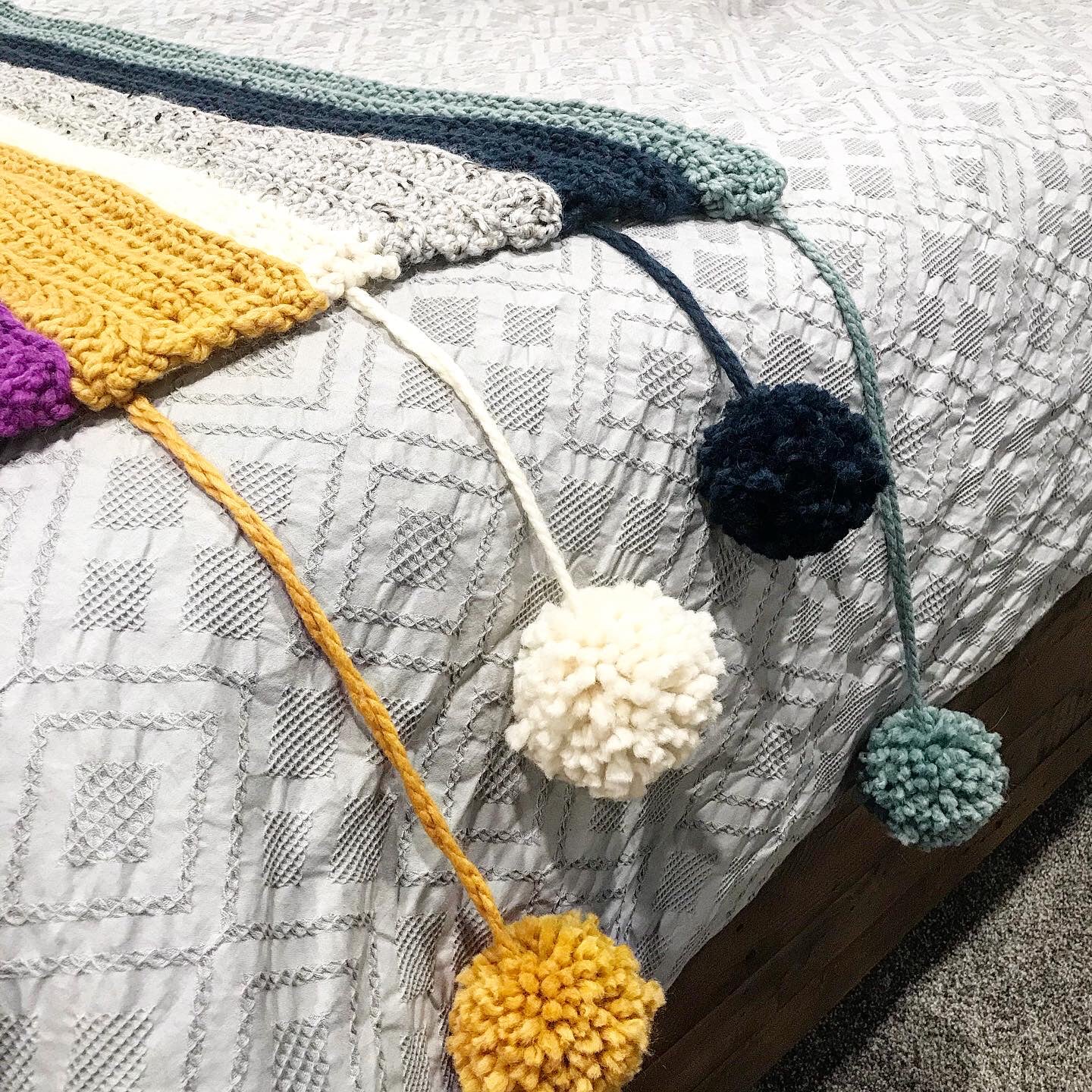 Pom Pom Bed Runner- Queen/Full Size