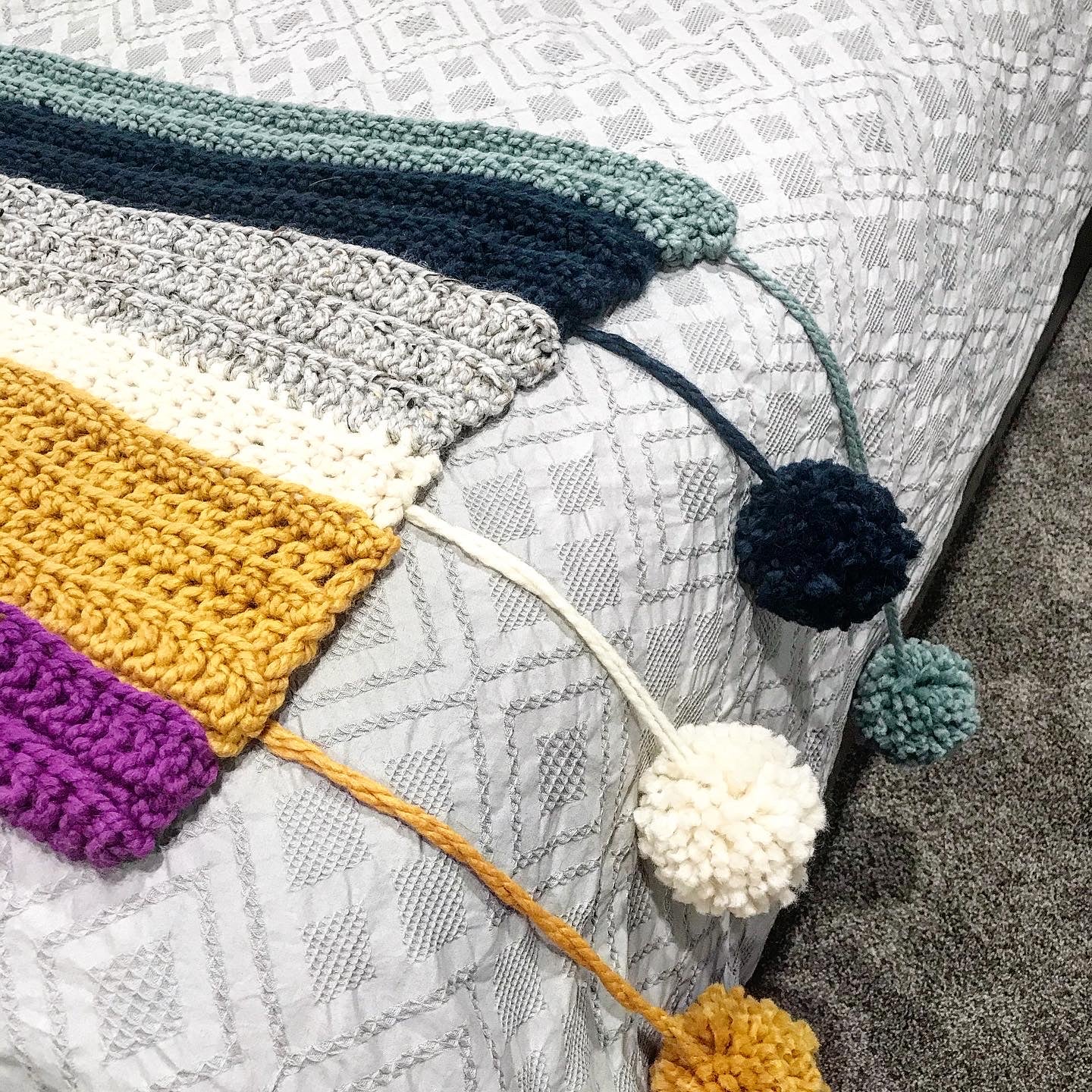 Pom Pom Bed Runner- Queen/Full Size