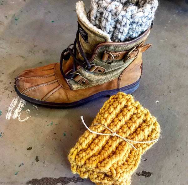 Adult Boot Cuffs-Mustard